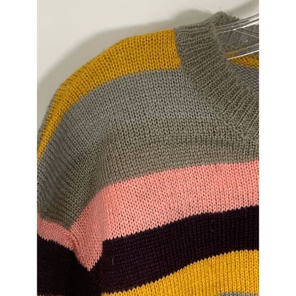 TIMING Women's Tight-Knit Multicolor Stripe Pullover Crop Sweater Size M - Picture 6 of 6